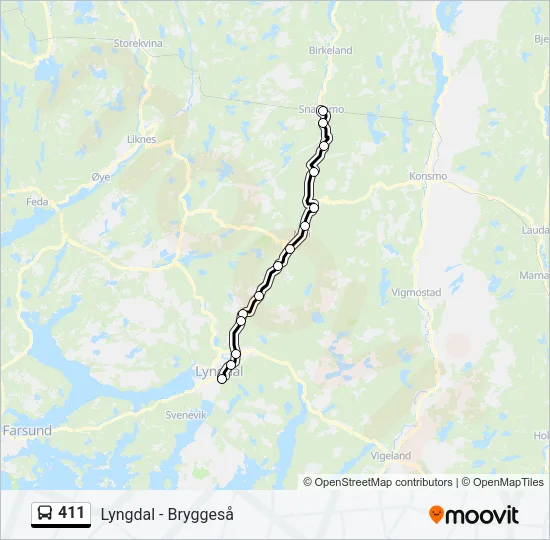 411 Bus Line Map
