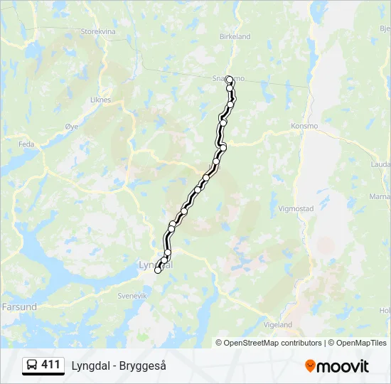 411 Bus Line Map