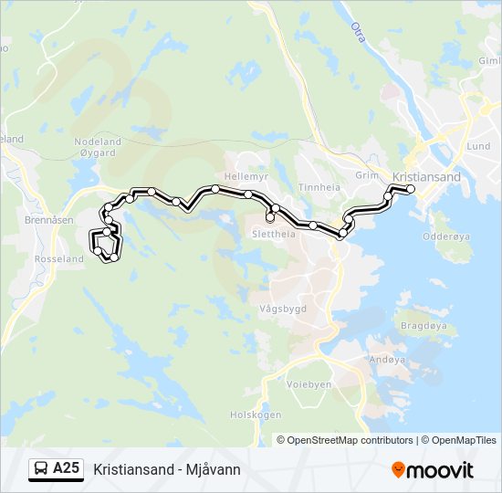 A25 bus Line Map