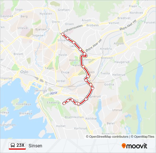 23X bus Line Map