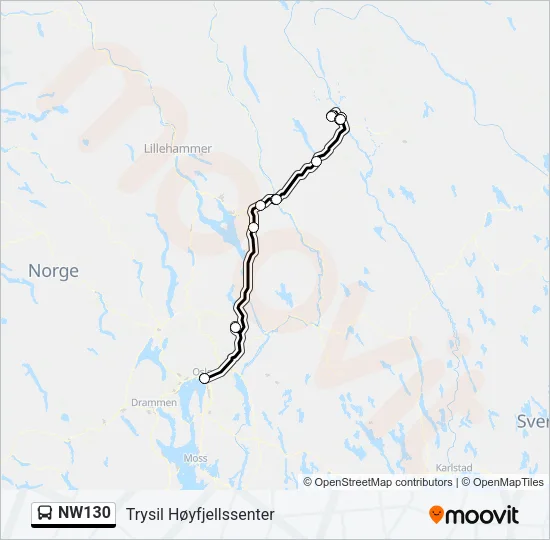 NW130 Bus Line Map