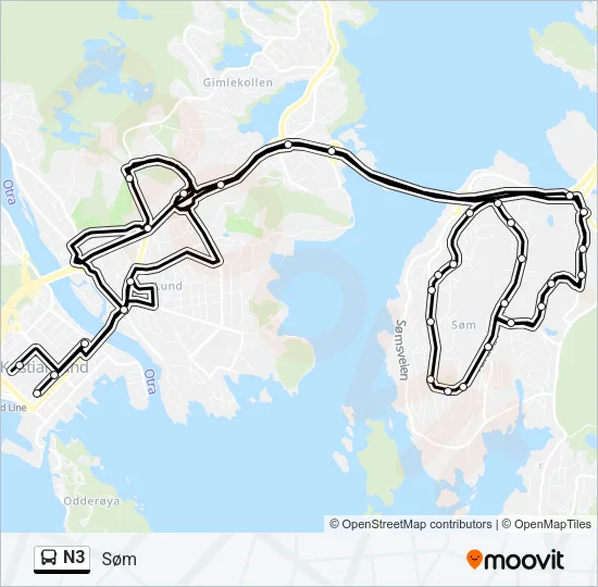 N3 Bus Line Map