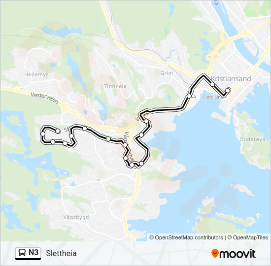 N3 Bus Line Map