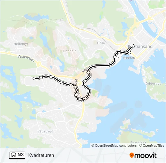 N3 Bus Line Map