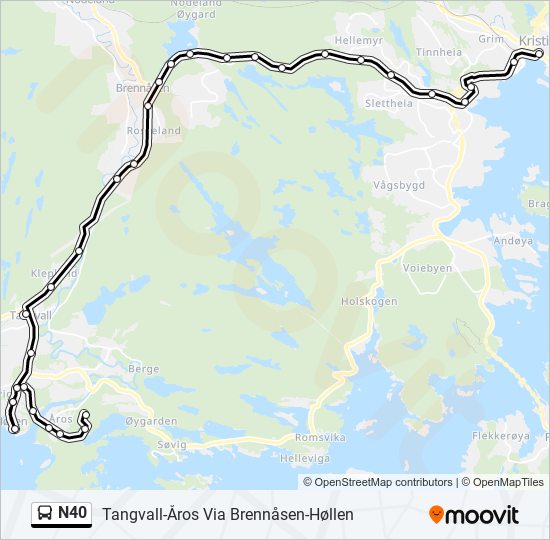 N40 bus Line Map