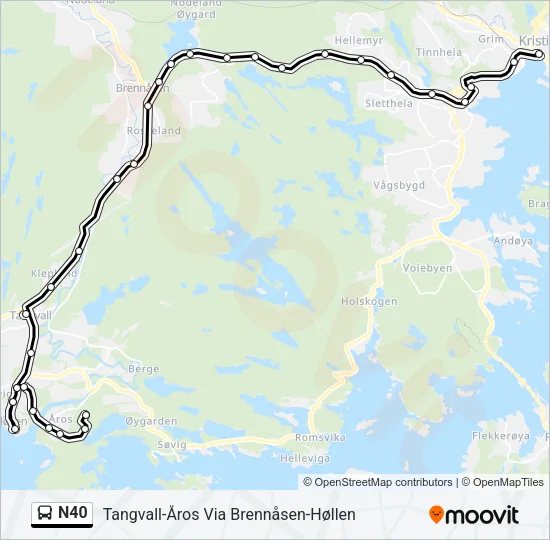 N40 Bus Line Map