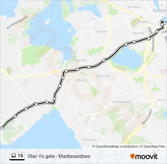 16 Bus Line Map