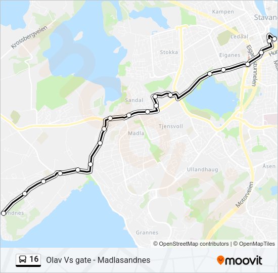 16 Bus Line Map
