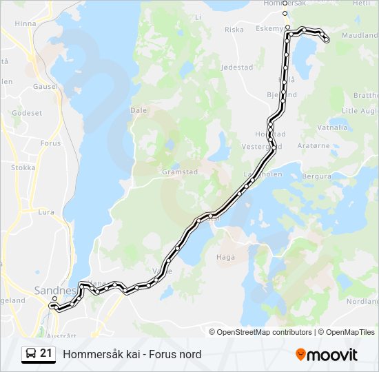 21 Bus Line Map