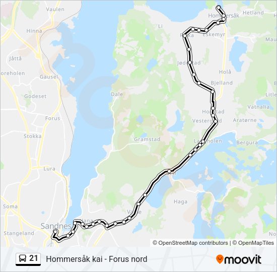 21 Bus Line Map
