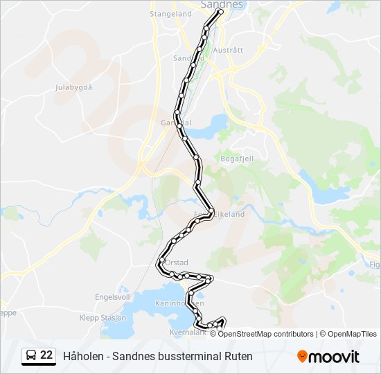 22 bus Line Map