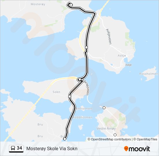 34 bus Line Map