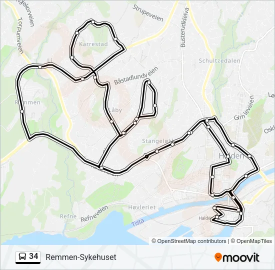 34 Bus Line Map