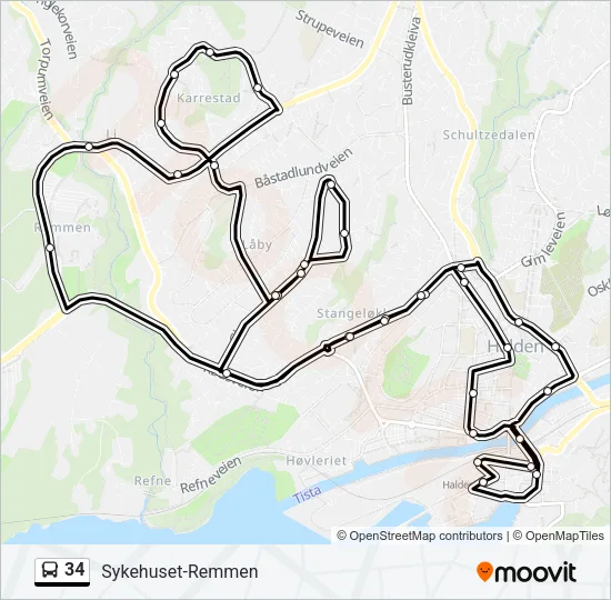 34 Bus Line Map