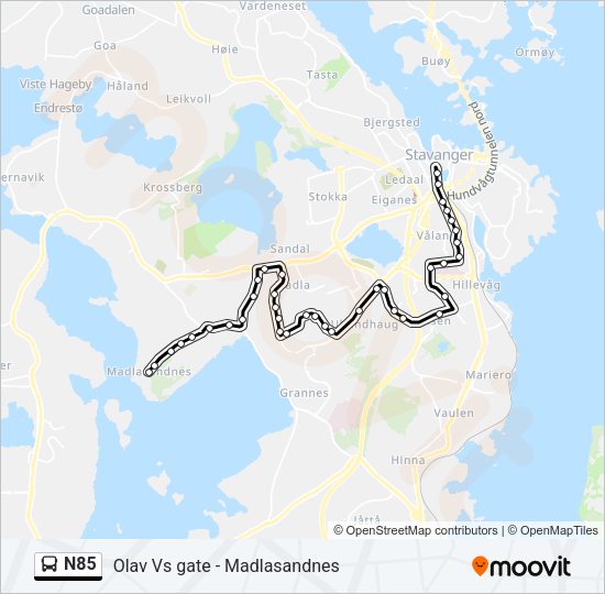 N85 Bus Line Map