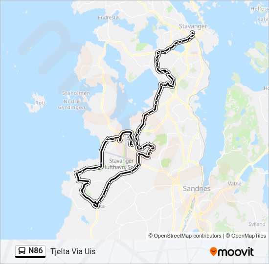 N86 Bus Line Map