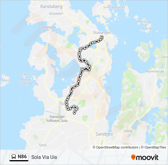 N86 Bus Line Map
