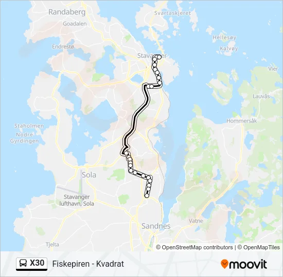 X30 Bus Line Map