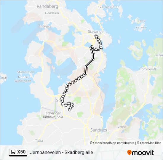 X50 Bus Line Map