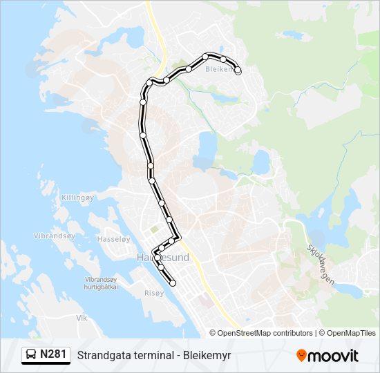 N281 Bus Line Map