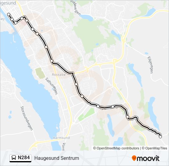 N284 Bus Line Map