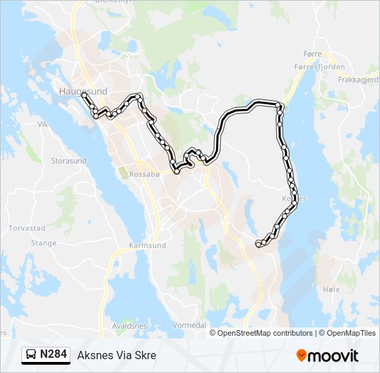 N284 Bus Line Map