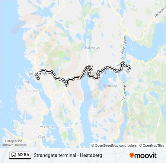 N285 Bus Line Map