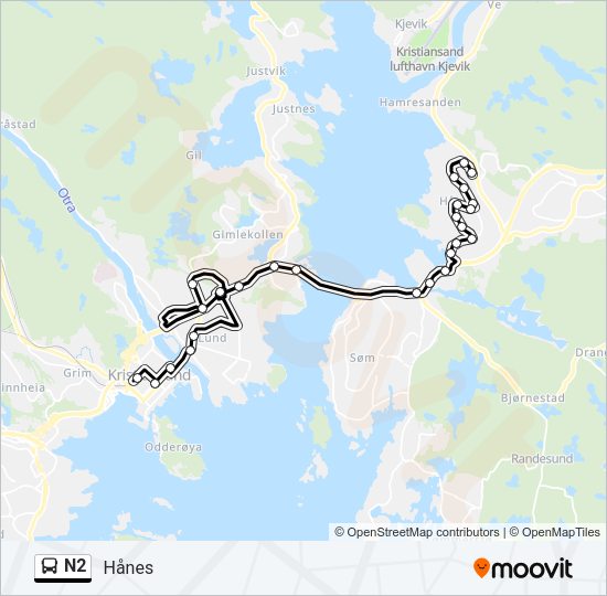 N2 Bus Line Map