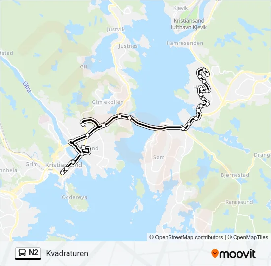 N2 Bus Line Map