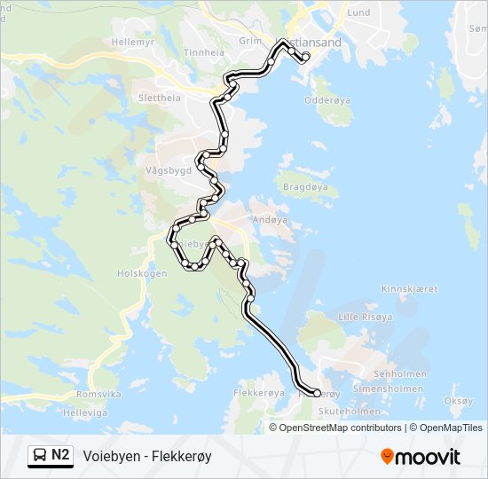 N2 Bus Line Map