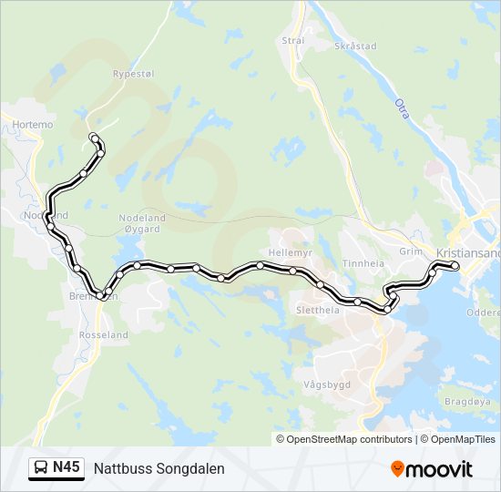 N45 Bus Line Map