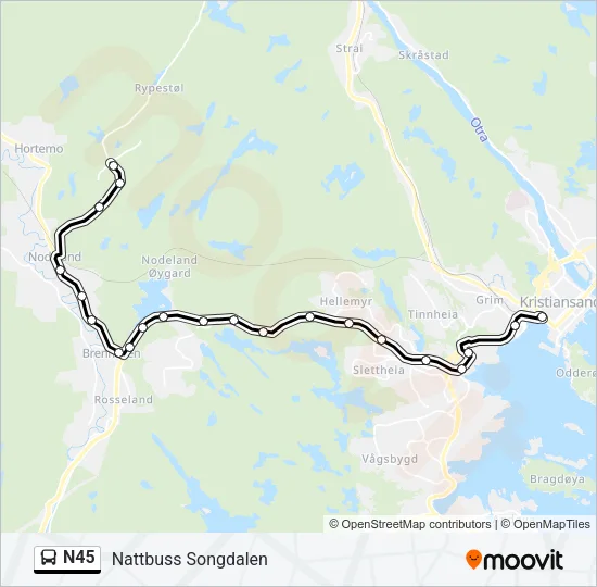 N45 Bus Line Map