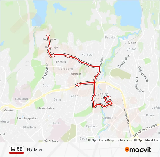 5B Route: Schedules, Stops & Maps - Nydalen (Updated)