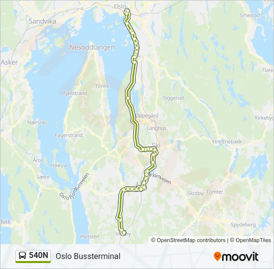 540N Bus Line Map