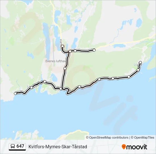 647 Bus Line Map