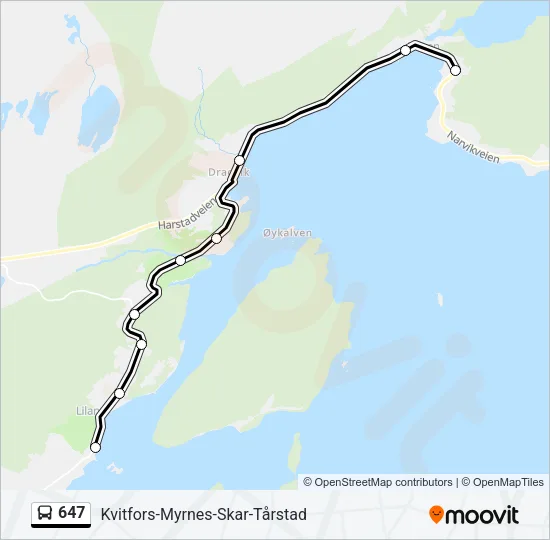 647 Bus Line Map