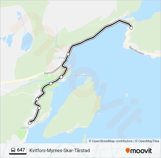 647 Bus Line Map