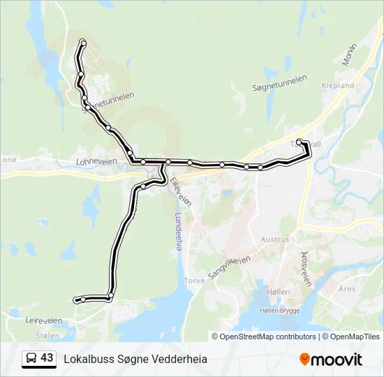 43 Bus Line Map