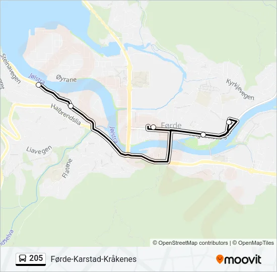 205 Bus Line Map