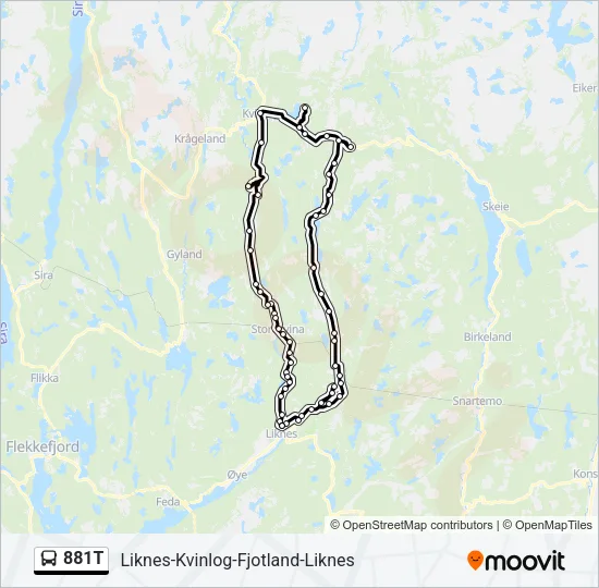 881T Bus Line Map