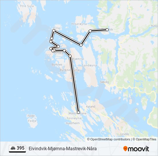 395 ferje Linjekart