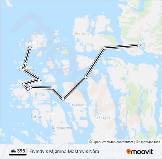 395 ferje Linjekart