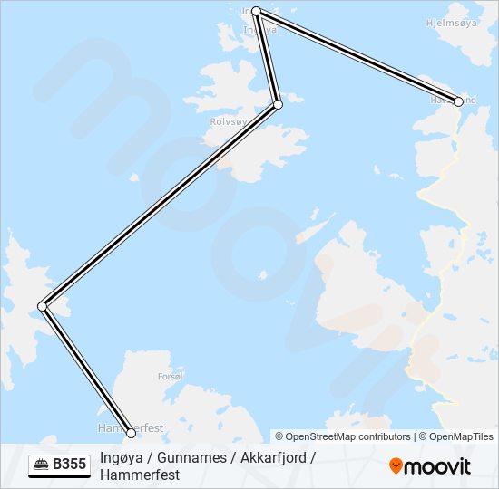 B355 ferje Linjekart