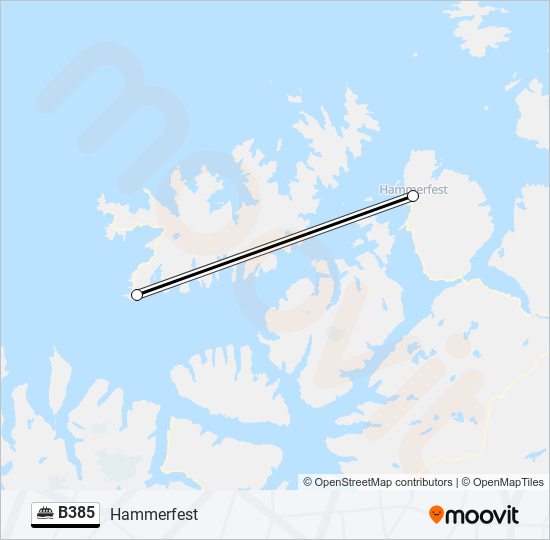 B385 ferje Linjekart