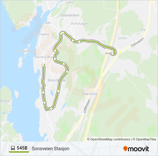 545B Bus Line Map