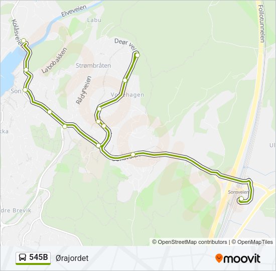 545B Bus Line Map