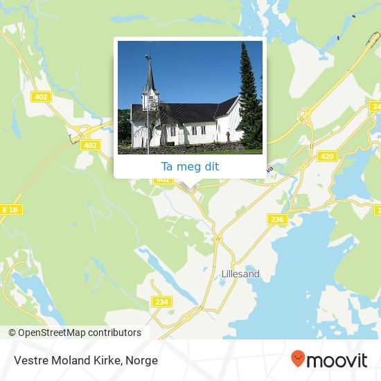 Vestre Moland Kirke kart
