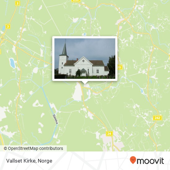 Vallset Kirke kart