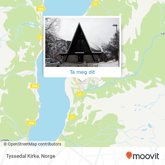 Tyssedal Kirke kart