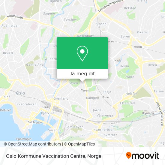 Oslo Kommune Vaccination Centre kart